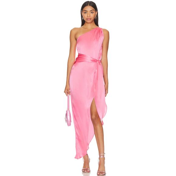 Amanda Uprichard Palmira Maxi Dress in Pink Ribbon - Picture 2 of 5